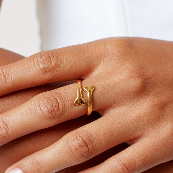 18K Gold Plated Whale Tail Ring Waterproof
