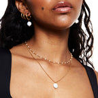 18K Gold Plated White Enamel Beaded Chain Necklace Waterproof