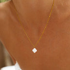 18K Gold Plated Mother of Pearl Clover Pendant Necklace