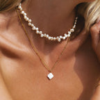 18K Gold Plated Mother of Pearl Clover Pendant Necklace