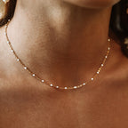 18K Gold Plated White Enamel Beaded Chain Necklace Waterproof