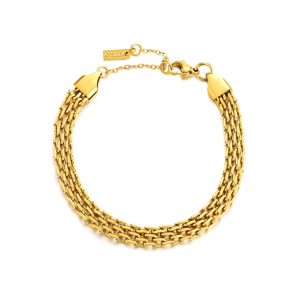 18K Gold Plated Woven Chain Bracelet Statement Bold