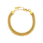 18K Gold Plated Woven Chain Bracelet Statement Bold