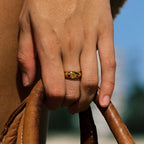 18K Gold Plated Mango Orange Zircon Ring