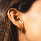 18K Gold Plated Zircon Sparkle Drop Hoop Earrings