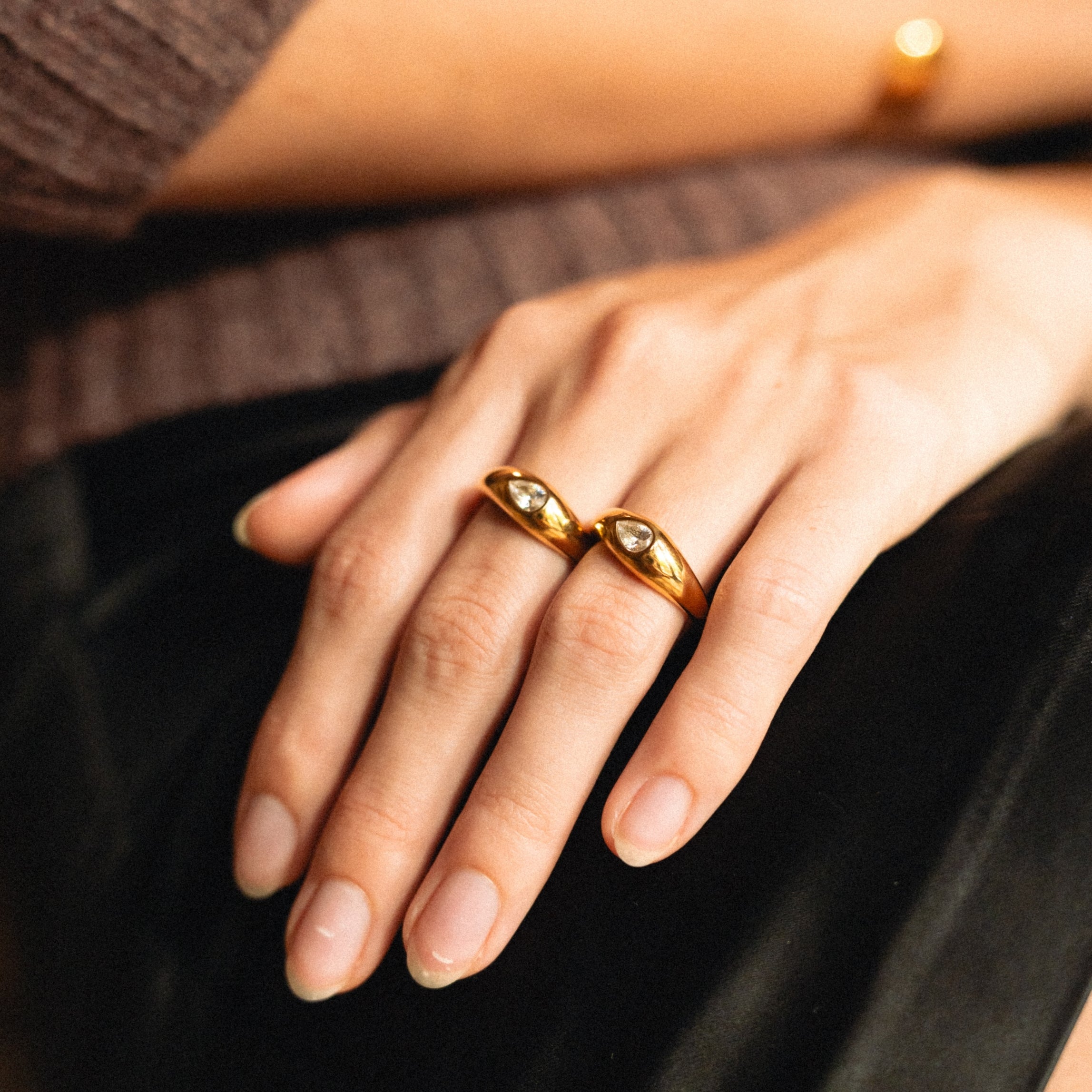 18K Gold Plated Harmony Zircon Ring Set of 2
