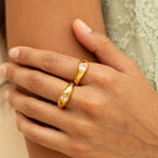 18K Gold Plated Harmony Zircon Ring Set of 2
