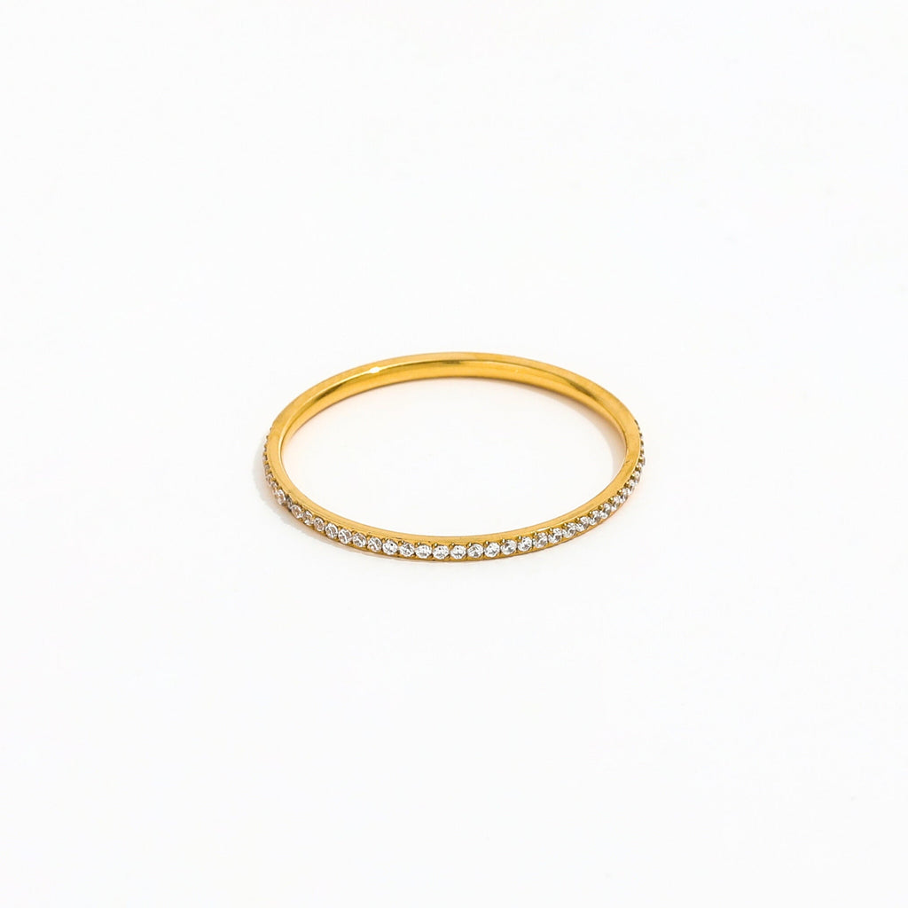 18K Gold Plated Glimmer Zircon Eternity Band Ring
