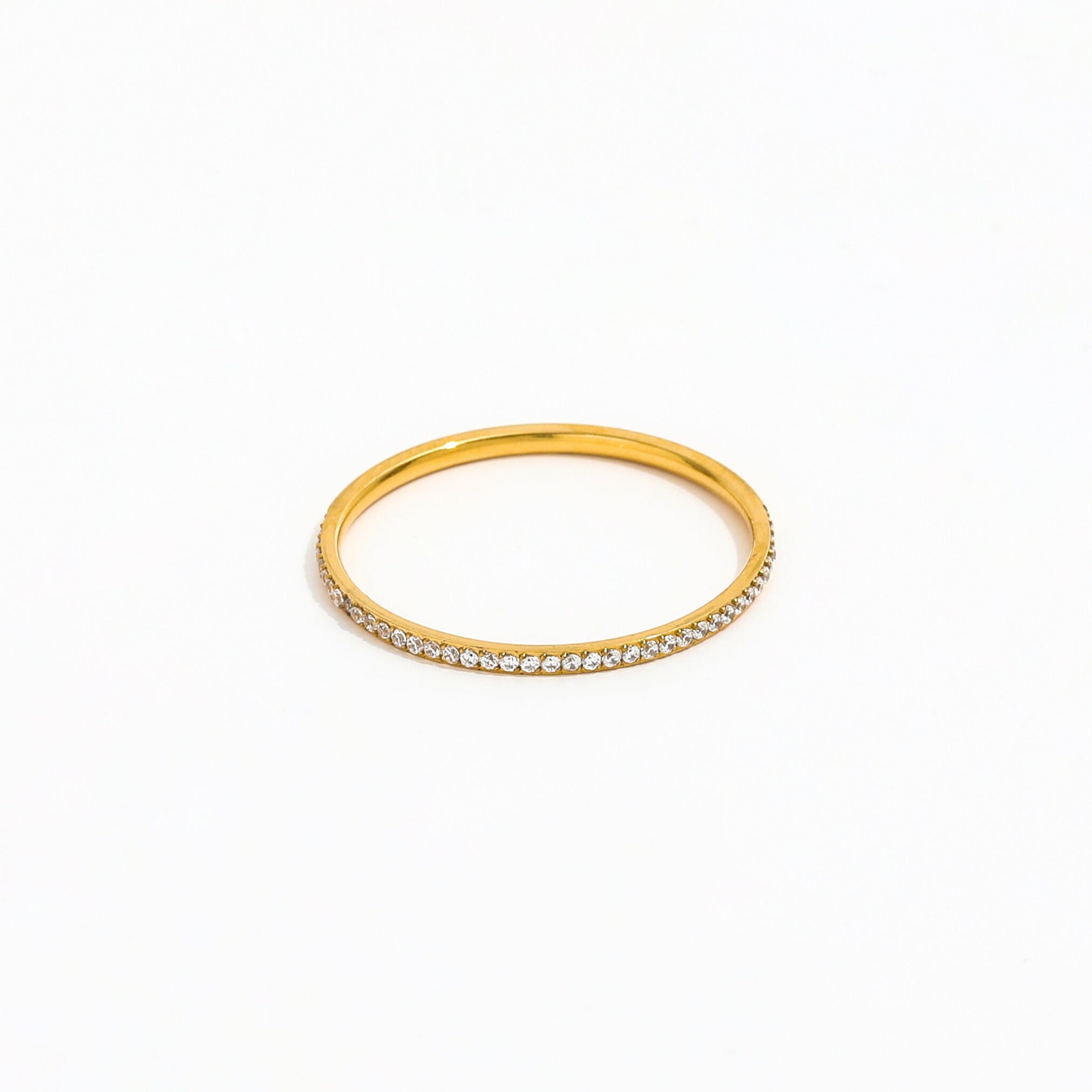 18K Gold Plated Glimmer Zircon Eternity Band Ring